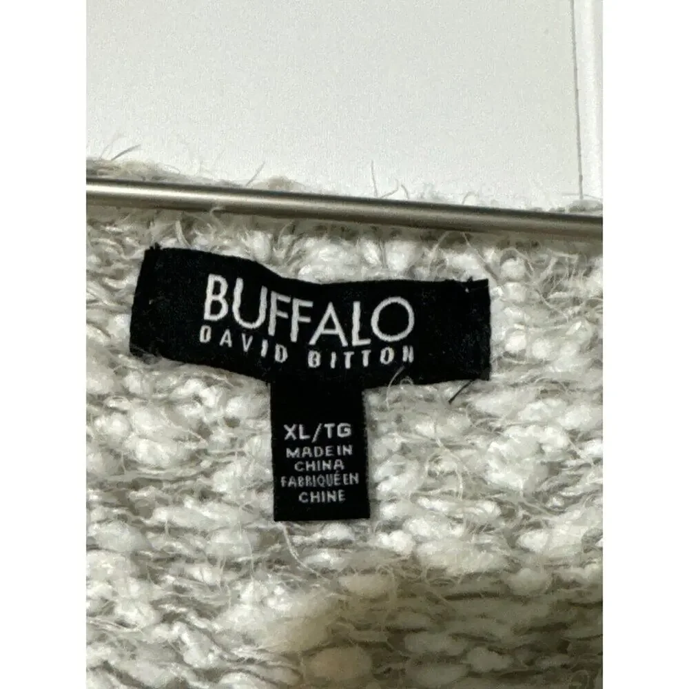 Buffalo David Bitton Sweater XL Eyelash Sweather Cozy Soft Gray White